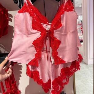 Victoria Secret Satin Lace TRIM flyaway Set. SOLD OUT ONLINE